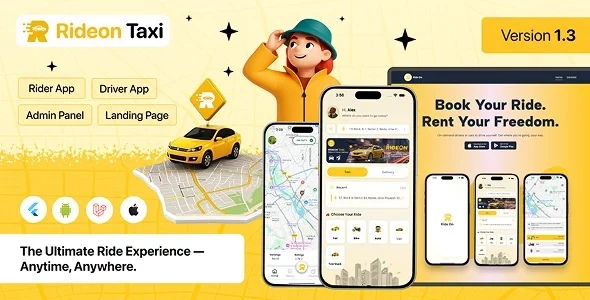 RideOn Taxi v1.3 - Complete Taxi Booking & Parcel Delivery Solution