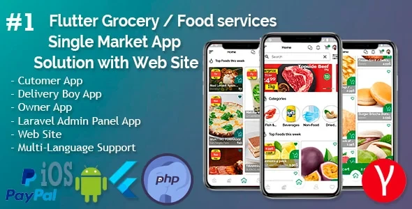 Single Market Grocery/Food/Pharmacy (Android+iOS+Admin Panel) Full App Solution with Web Site v2.1.2