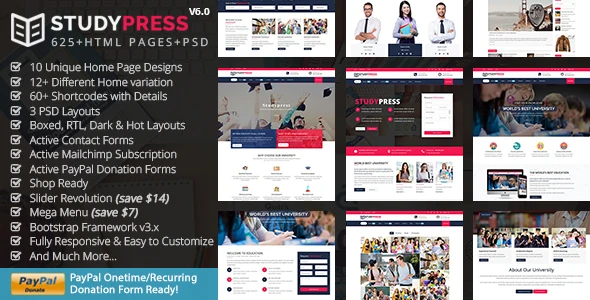 Studypress v6.2 - Education Course HTML Template