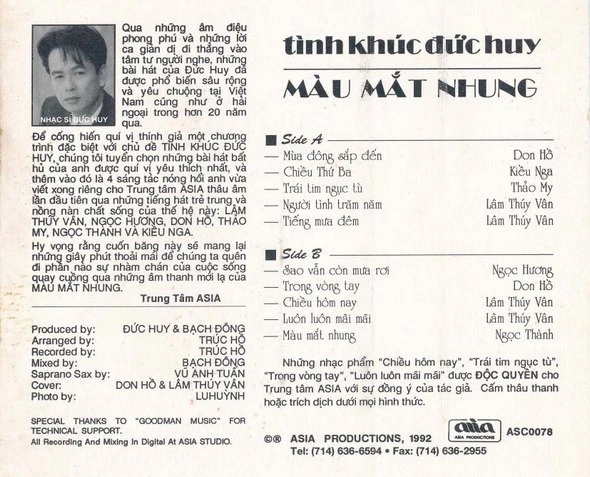 Tình Khúc Đức Huy - Màu Mắt Nhung 1992
