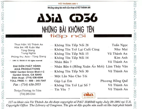 Tình Khúc Vũ Thành An - Những Bài Không Tên Tiếp Nối 1991