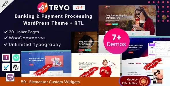 Tryo v3.4 - FinTech, Banking, Money Transfer & Currency Exchange Elementor WordPress Theme