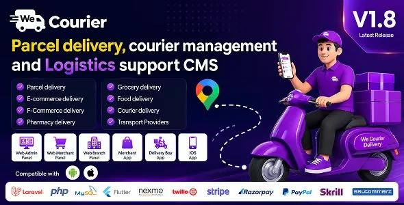 We Courier v1.8 - Courier & Logistics Management CMS With Merchant and Delivery App