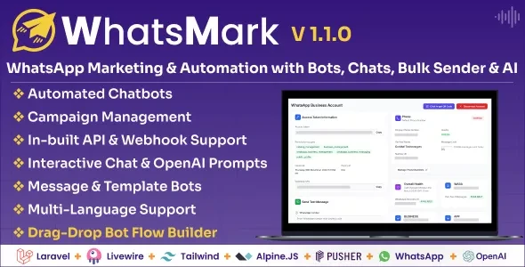 WhatsMark v1.1.0 - WhatsApp Marketing And Automation Platform with Bots, Chats, Bulk Sender & AI