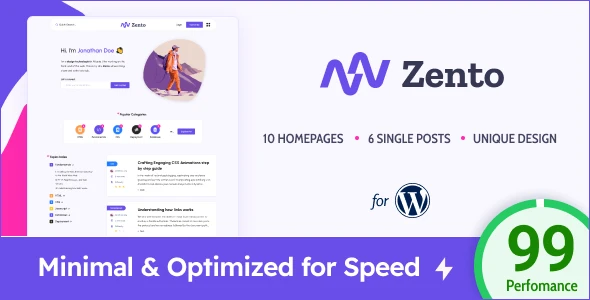 Zento v1.4.5 - Modern & Lightweight Blog for WordPress