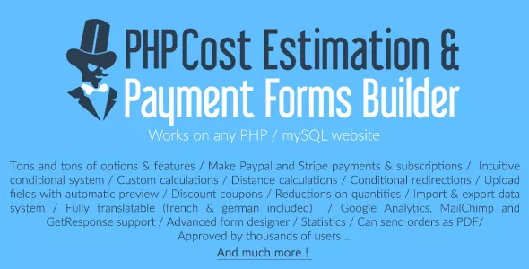 PHP Cost Estimation & Payment Forms Builder v1.06