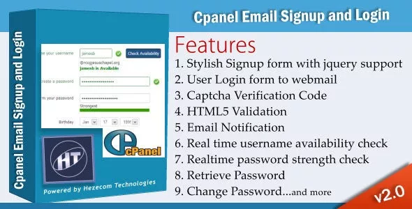 Cpanel Email Signup Plugin v4.1