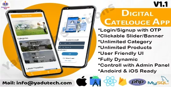 Multipurpose Digital Catalogue Android & iOS App with Website and Admin Panel v1.1