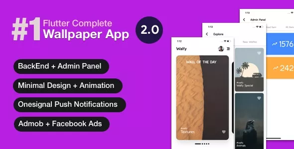 Flutter Wallpaper App v3.0.1 - Backend + Admin Panel (Full App)