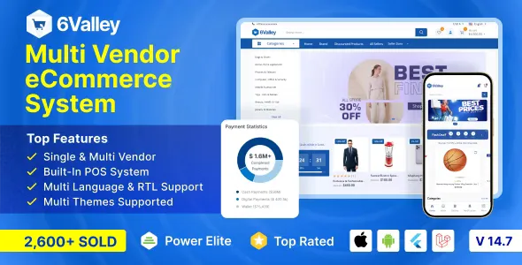 6valley Multi-Vendor E-commerce v14.7 - Complete eCommerce Mobile App, Web and Admin Panel