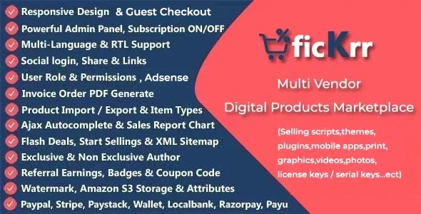 ficKrr v3.8 - Multi Vendor Digital Products Marketplace with Subscription