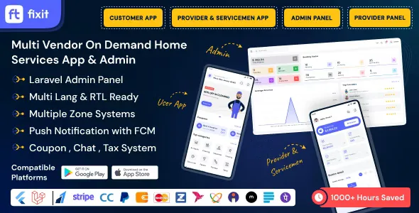 Fixit v1.0.1 - Multi Vendor On Demand, Handyman, Home Service Flutter App with Admin Complete Solution