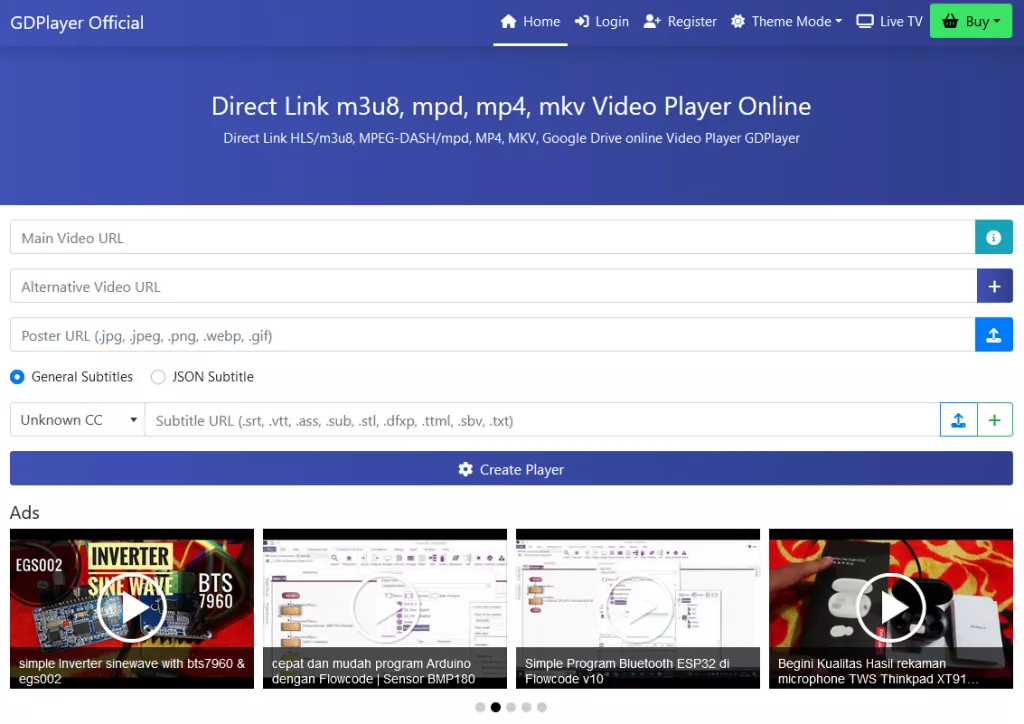 GDPlayer to Google Drive Video Player PHP System v4.4.3