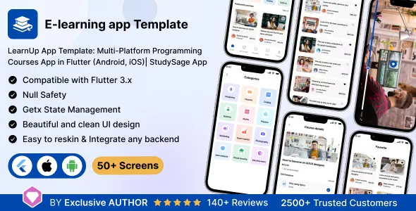 LearnUp UI App Template - Multi-Platform Programming Courses in Flutter
