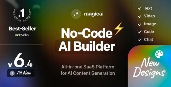 MagicAI v6.4.0 - OpenAI Content, Text, Image, Chat, Code Generator as SaaS