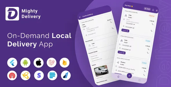 MightyDelivery v19.0 - On Demand Local Delivery System Flutter App
