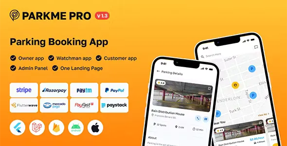 ParkMePRO v1.3 - Flutter Complete Car Parking App with Owner and WatchMan App