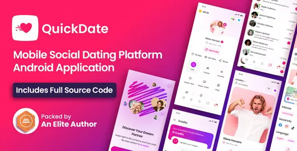 QuickDate Android v3.4 - Mobile Social Dating Platform Application