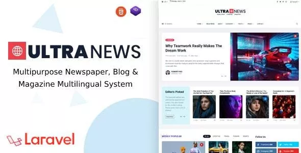 UltraNews v3.5.0 - Laravel Newspaper, Blog Multilingual System with support AI Writer, Content Generator