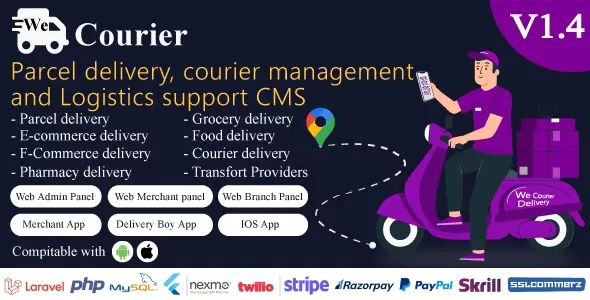 We Courier v1.4 - Courier and Logistics Management CMS with Merchant, Delivery App