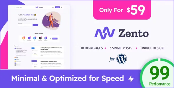 Zento v1.4.0 - Modern & Lightweight Blog for WordPress
