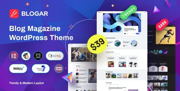 Blogar - Blog Magazine WordPress Theme