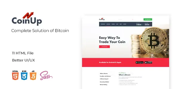 Coinup - Complete Solution of Bitcolin HTML and Sass Template