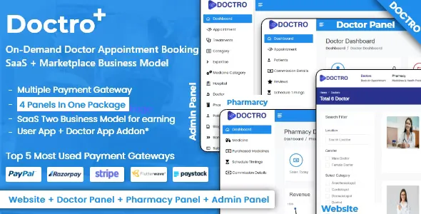 Doctro v8.1.0 - On-Demand Doctor Appointment Booking SaaS Marketplace Business Model