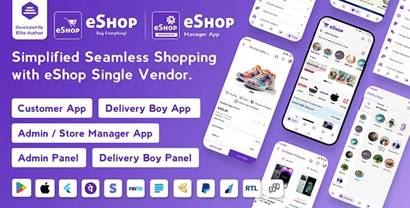 eShop v4.3.0 - eCommerce Single Vendor App | Shopping eCommerce App with Flutter