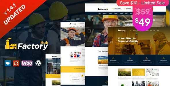 Factory HUB v1.4.1 - Industry and Construction WordPress Theme