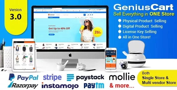 GeniusCart - Single or Multivendor Ecommerce System with Physical and Digital Product Marketplace