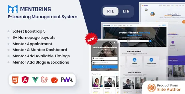 Mentoring - eLearning, Learning Management System & Mentor Booking LMS Template with Admin HTML