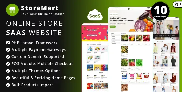 StoreMart SaaS v3.7 - Online Product Selling SaaS Business Website Builder