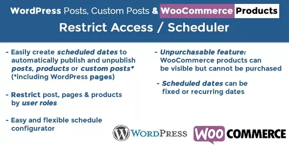 WordPress Posts & WooCommerce Products Scheduler / Restrict Access v5.6