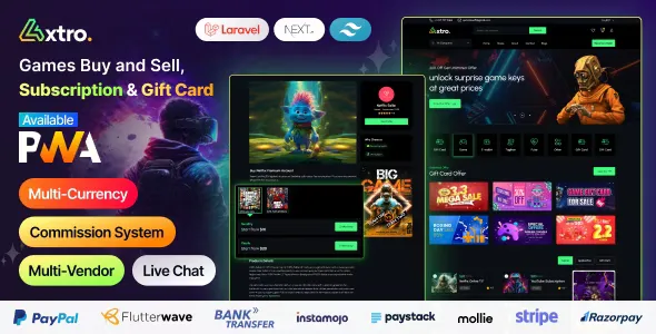 Axtro - Games Buy and Sell, Subscription & Gift Card Laravel Script