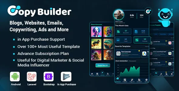 Copy Builder - OpenAI ChatGPT AI Writing Assistant, AI Image Generator, and Content Creator as SaaS