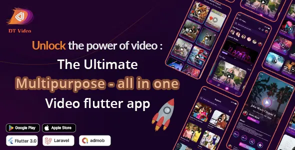 DTVideo - Flutter Multipurpose All In One Videos App (Android + iOS) Admin Panel