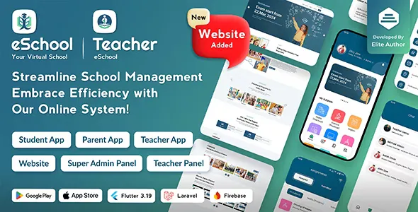 eSchool - Virtual School Management System Flutter App with Laravel Admin Panel