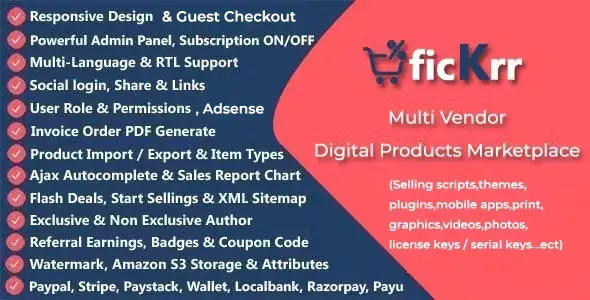 ficKrr - Multi Vendor Digital Products Marketplace with Subscription