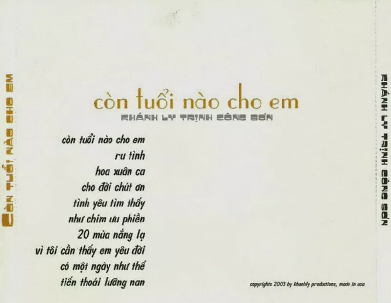 Khánh Ly - Còn Tuổi Nào Cho Em 2003