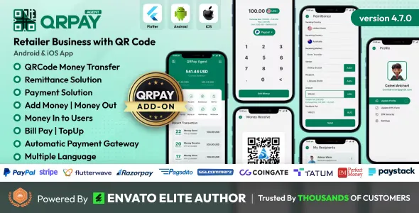 QRPay Agent - Retailer Business with QR Code Android and iOS App