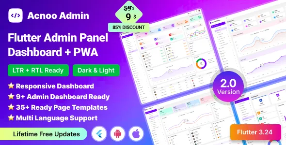 Acnoo Admin - Flutter Admin Panel Dashboard with PWA