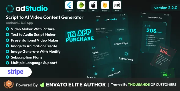 adStudio - Script to Video Content Generator Android and iOS App