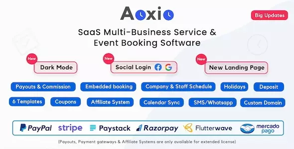 Aoxio - SaaS Multi-Business Service & Event Booking Software