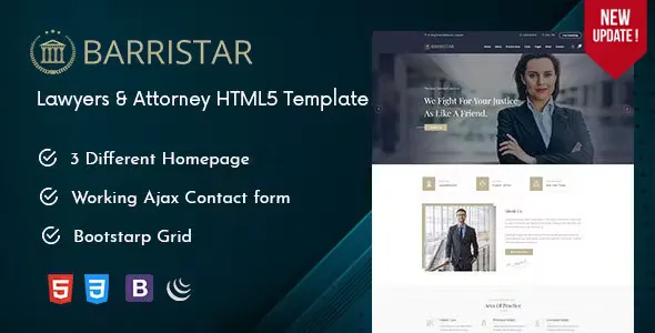 Barristar - Lawyers Attorneys and Law Firm HTML Template