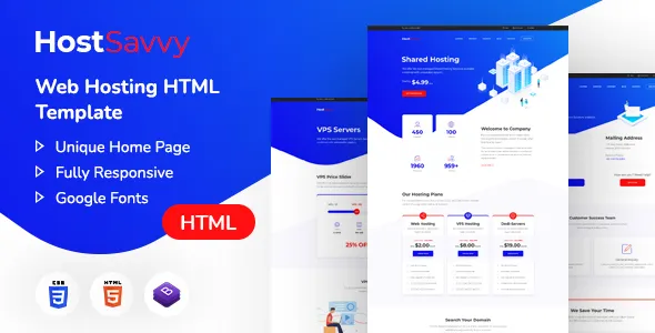 HostSavvy - Web Hosting HTML Template