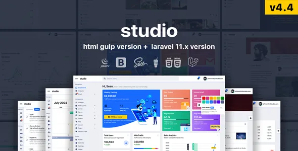 Studio - HTML & Laravel 11.x Bootstrap 5 Admin Template