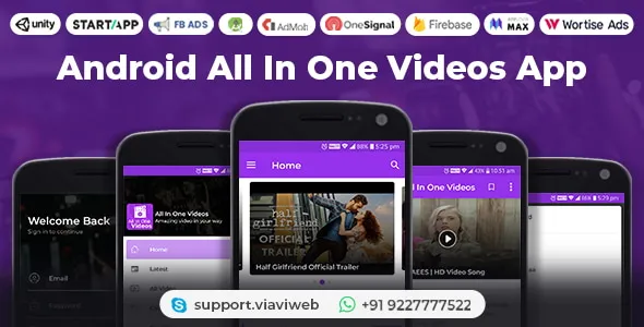 Android All In One Videos App (DailyMotion,Vimeo,Youtube,Server Videos,Admob with GDPR)