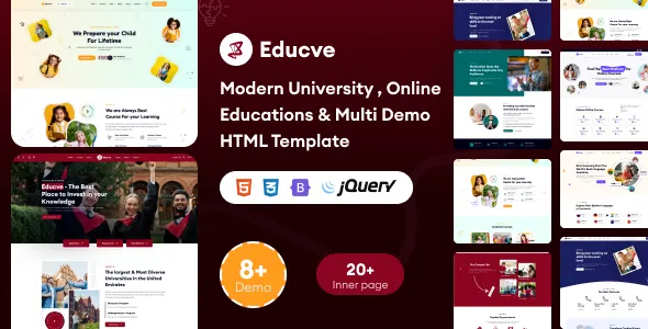 Educve - University, Online Courses & Multi Demo Education HTML Template