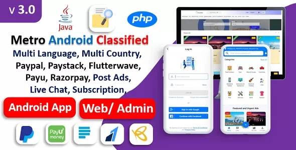 Metro Android Classified App - Buy, Sell App | website & Admin Panel | Payment Gateways | Membership